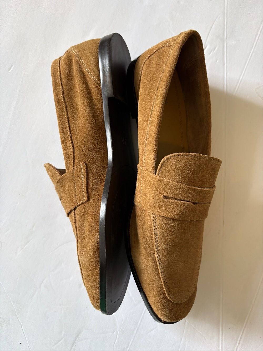Zara Tan Brown Soft Suede Penny Loafers Size 40/ 9 Round toe Fall Autumn Earthy - Picture 4 of 8